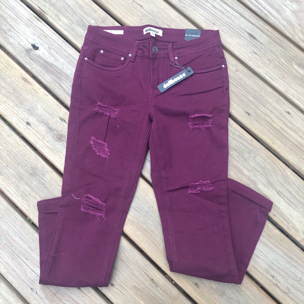 Dollhouse cuffed ripped jeans